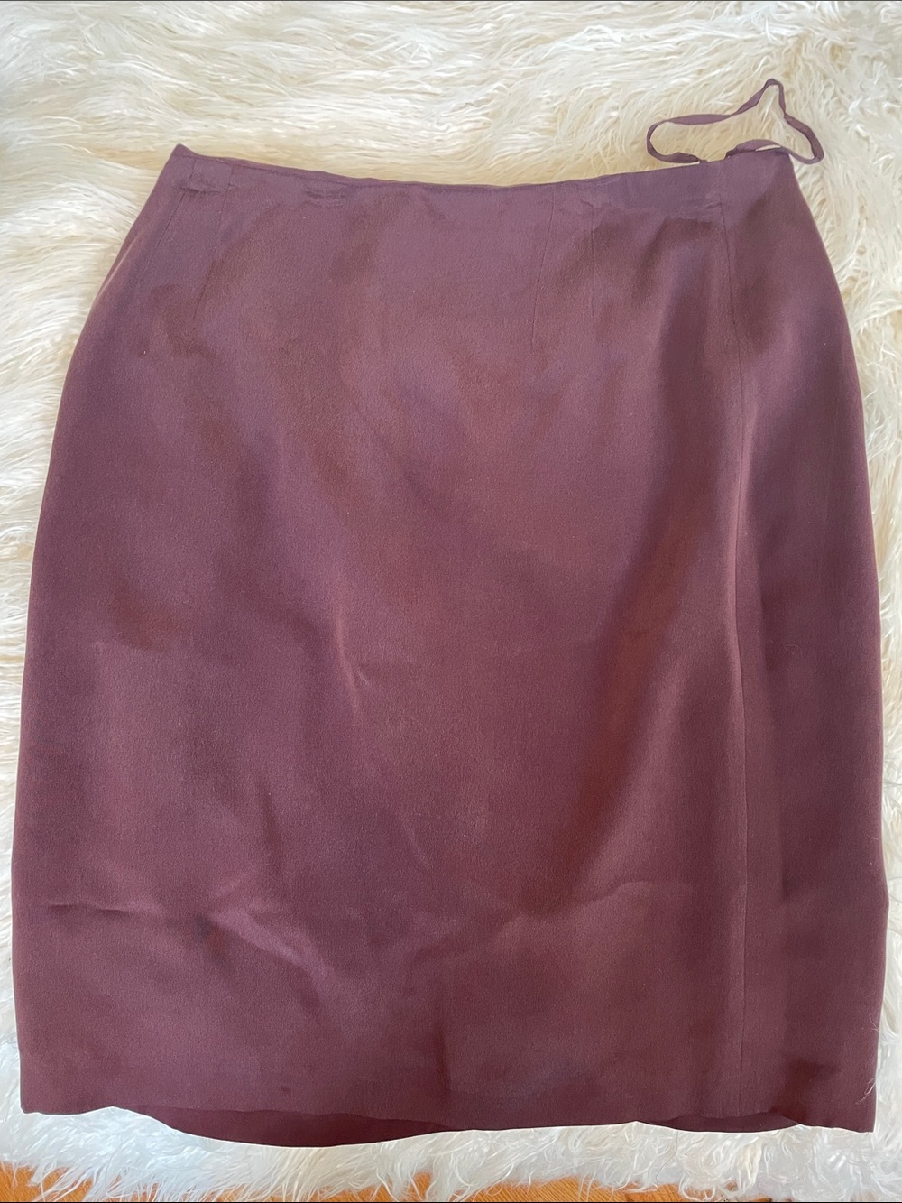 Classic Women's Pencil Skirt in Deep Plum - 100% Silk